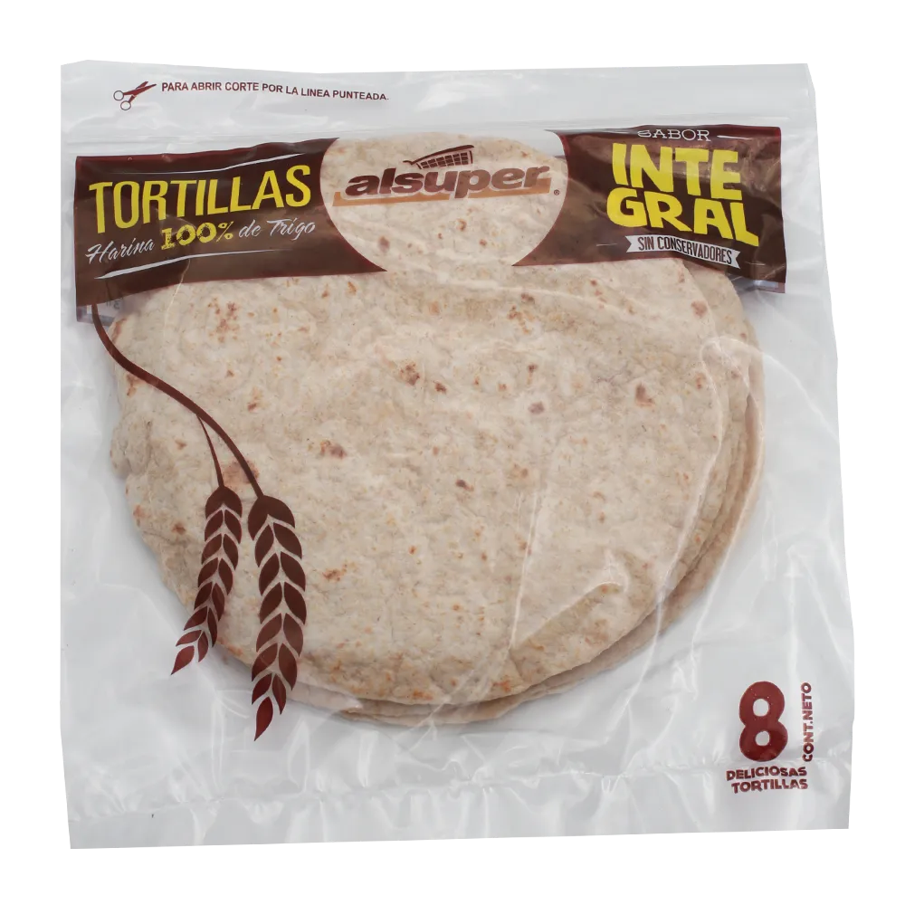 Tortilla De Harina 8 Pzas Integral Alsuper 1 Bolsa