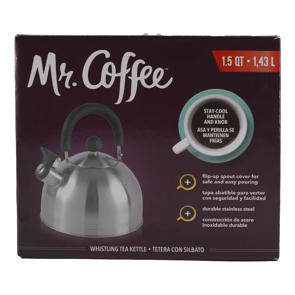 Tetera Pulida Con Silbato 1.5 Lts Inox Mr. Coffee 1 Pza