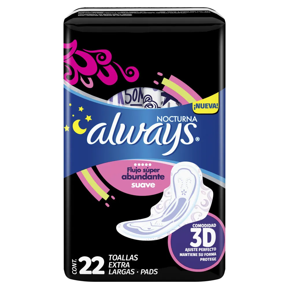 Toalla con Alas Nocturna Larga Suave Always 22 Pza