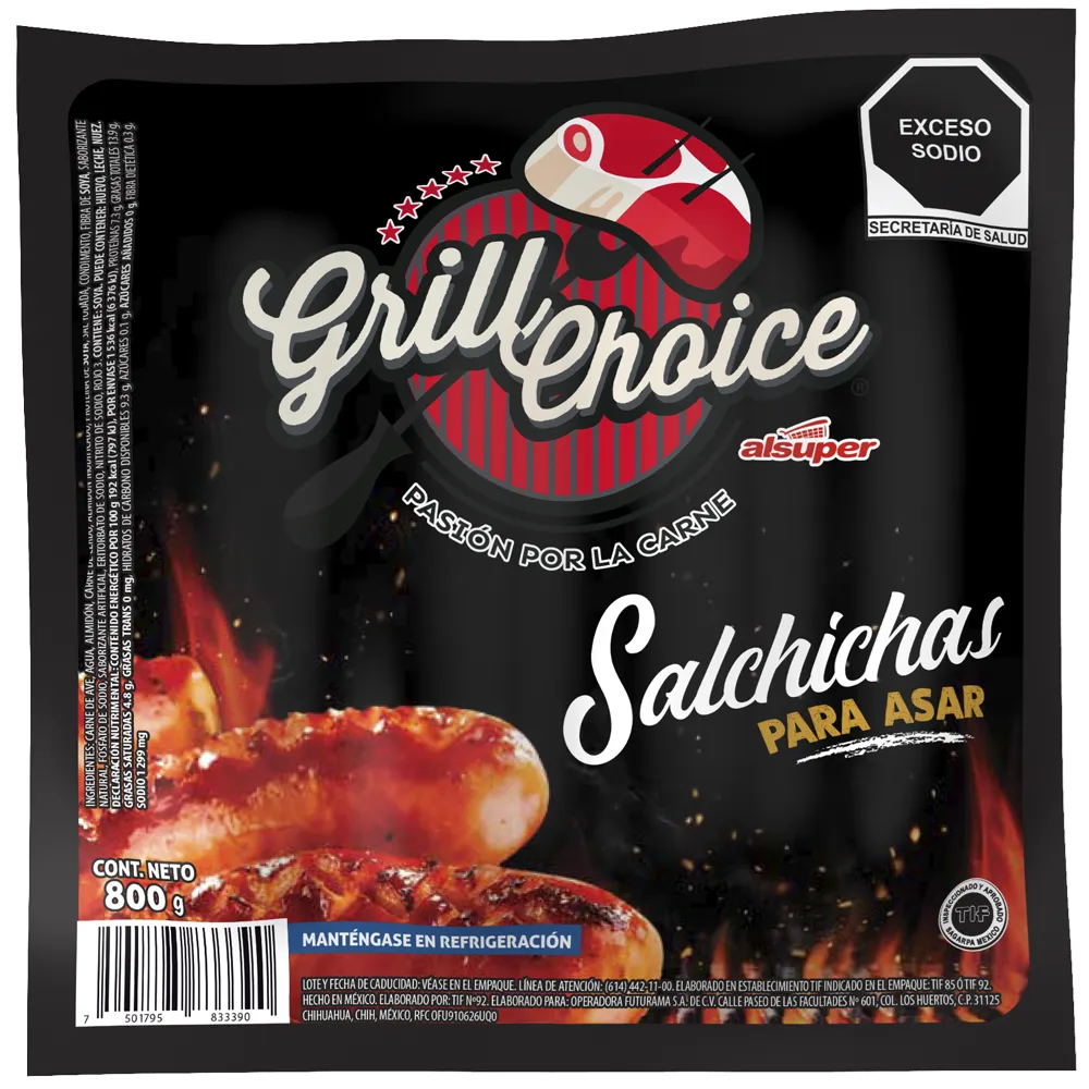 Salchicha Para Asar Grill Choice 800 Gr