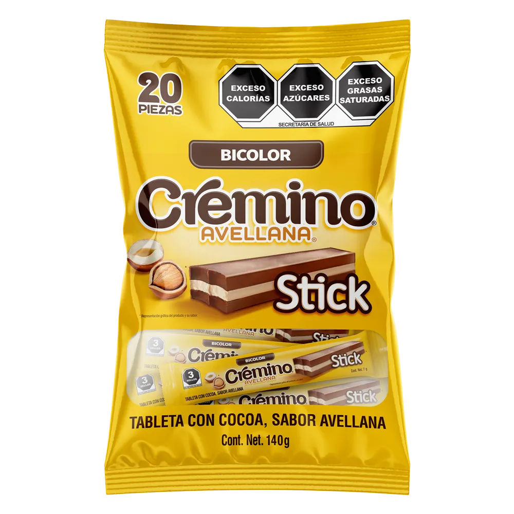 BOLSA CHOCOLATE STICK CREMINO 140 GRAMOS