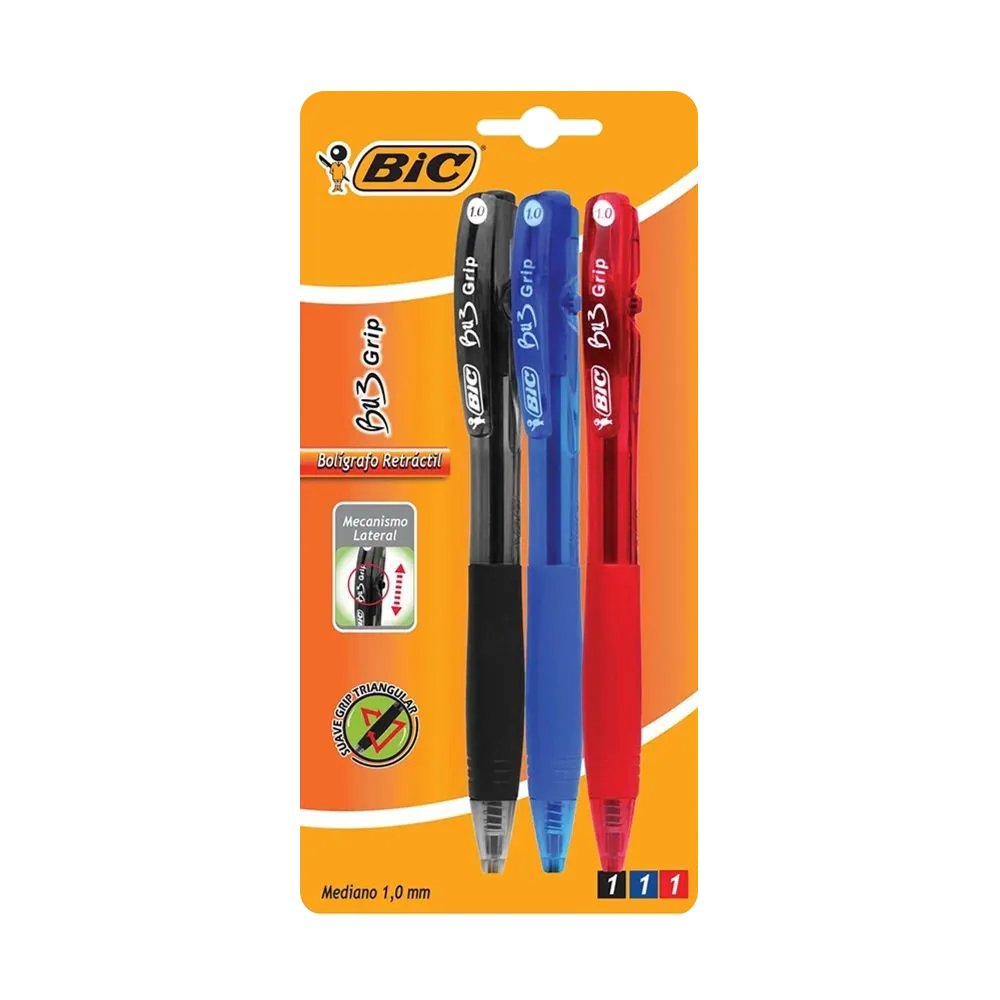 Boligrafo Bu3 Punto Med 1.0 Mm Retractil Con 3 Pz Bic 1 Pz