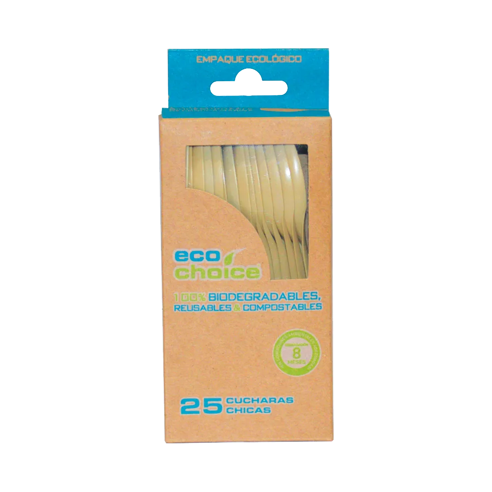 Cuchara Desechable Biodegradable Chica Beige Ecochoice 25 Pza