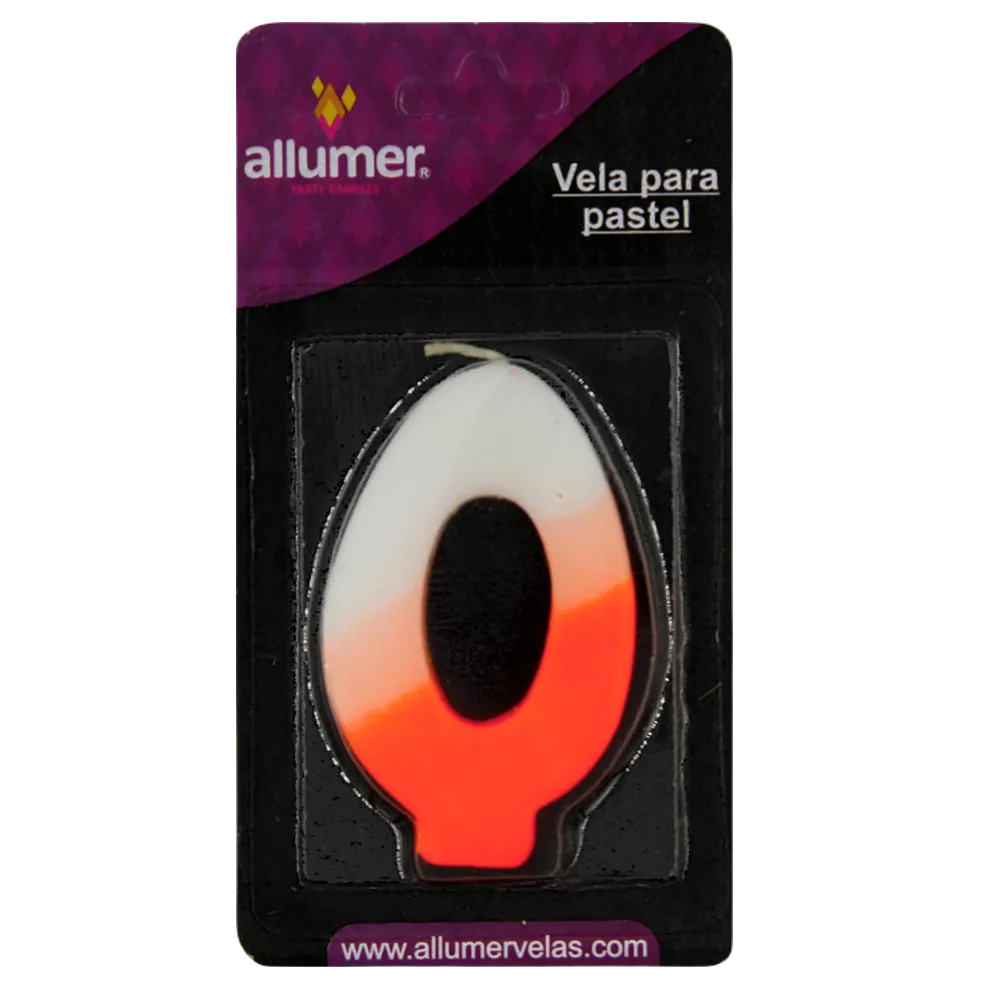Vela Para Fiesta Numerica No. 0 Varios Colores Allumer 1 Pza