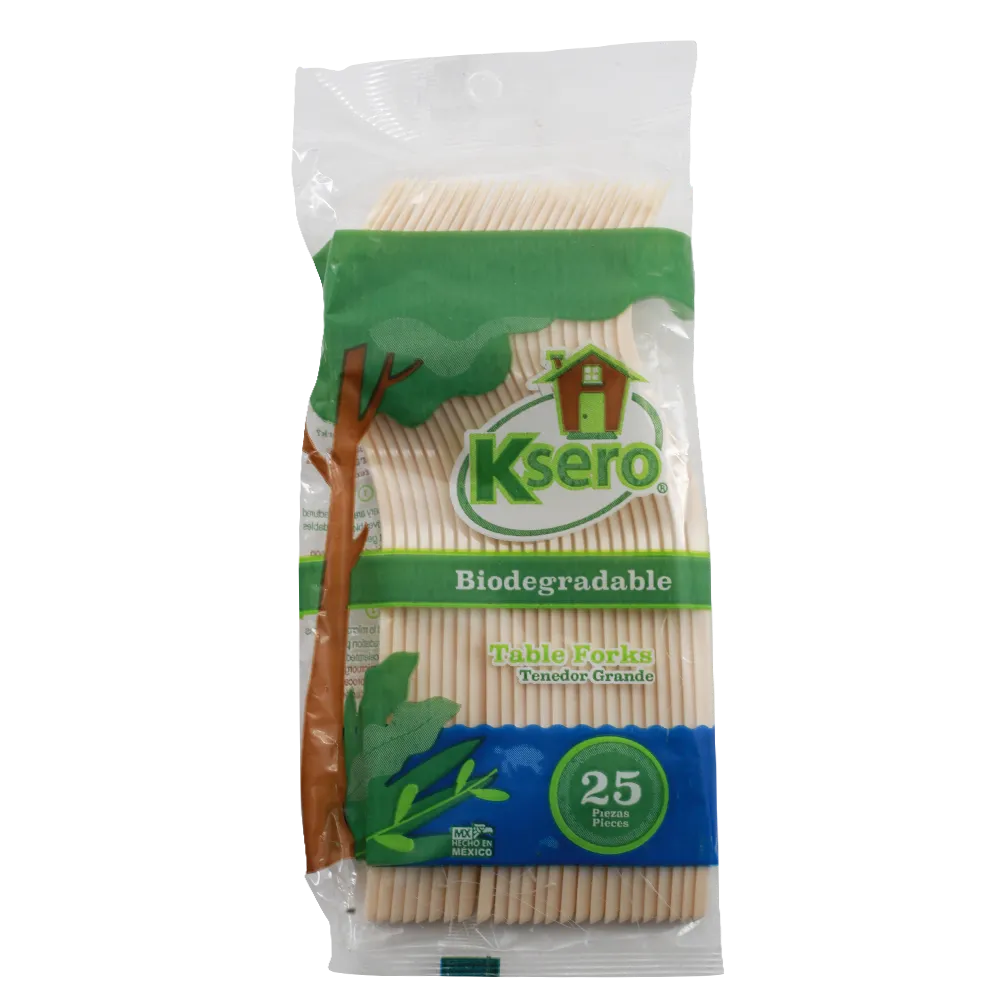 Tenedor Desechable Biodegradable Grande Ksero 25 Pza