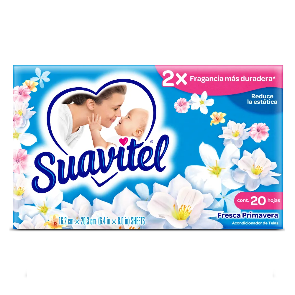 Toallitas Para Secadora fresca primavera Suavitel 20 pza