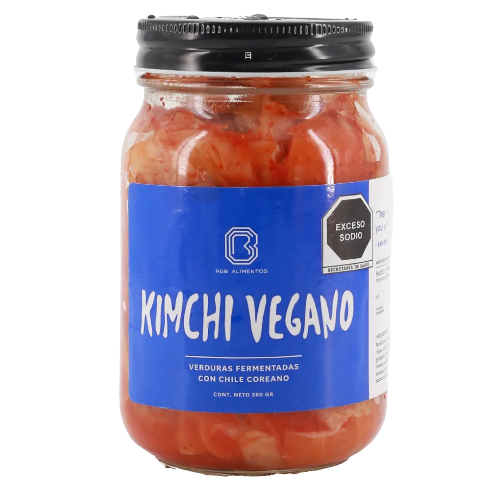 Kimchi Vegano Coreano Verduras Fermentadas Con Chile Coreano Rgb Foods 380 g