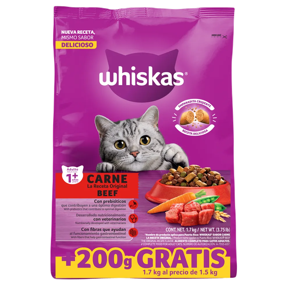 Alimento Seco para Gatos Bonus Pack Carne Whiskas 1.7 Kg
