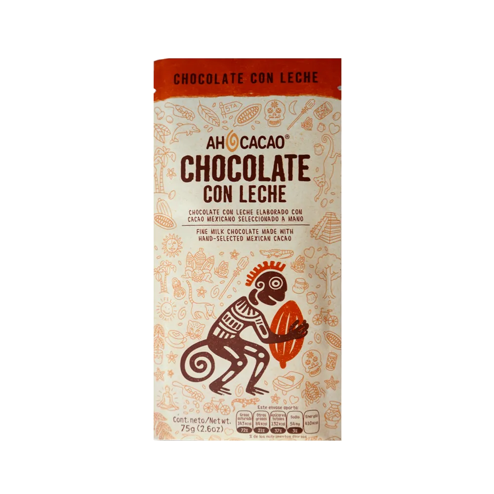 Tableta Chocolate Fino Con Leche Ah Cacao 75 g