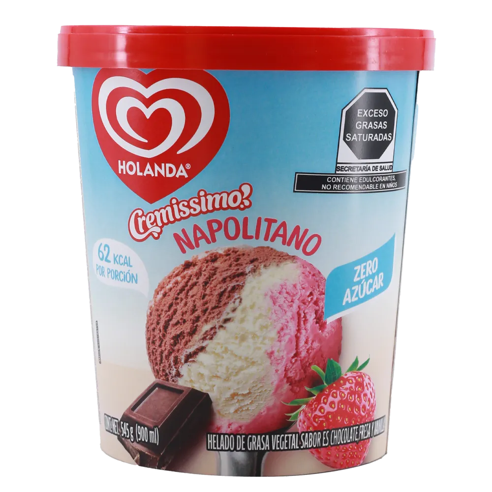 Helado Napolitano Cero Azucar Holanda 900 Ml