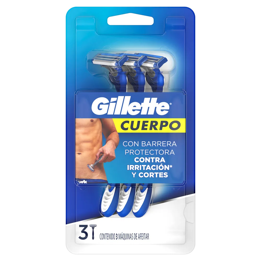 Rastrillo Desechable Cuerpo Gillette 3 Pza