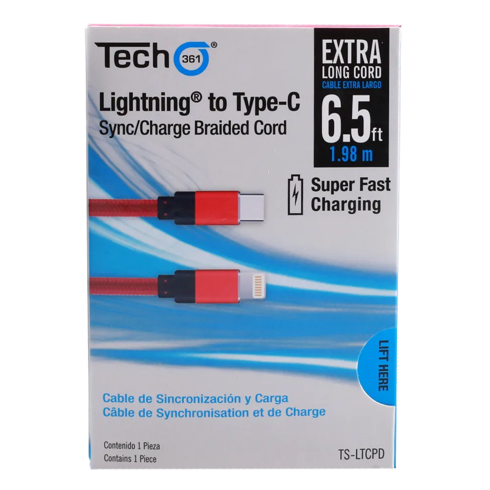 Cable Lightning A Tipo -C Pd Carga Rapida 198M Tech 361 1 Pza
