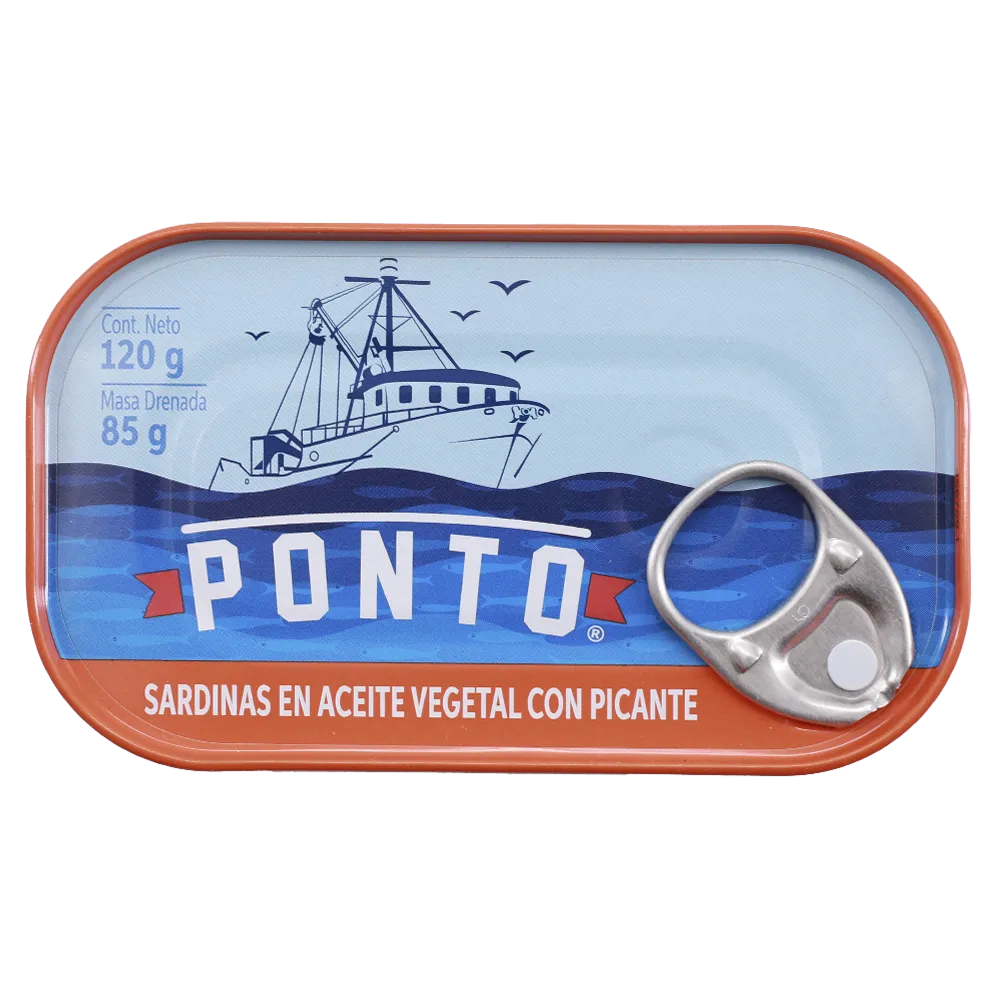 Sardinas En Aceite Vegetal Con Picante Ponto 120 Gr
