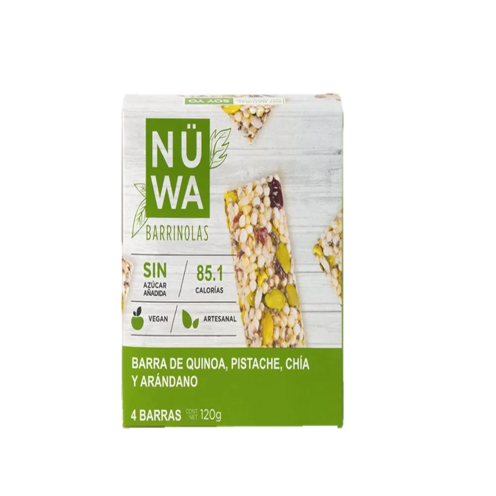 Barra De Quinoa Pistache Chia Y Platano Nwa Barrinola 150 Gr
