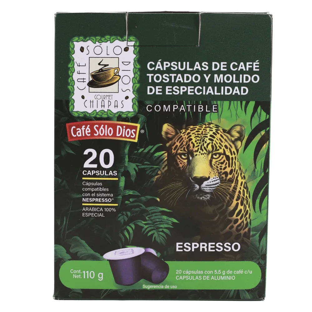 CAPSULAS DE CAFE TOSTADO Y MOLIDO ESPRESSO SOLO DIOS 20 CAPSULA