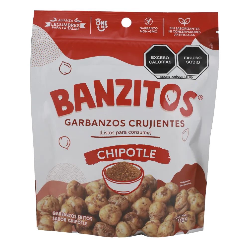 GARBANZOS CRUJIENTES SABOR CHIPOTLE BANZITOS 110 GRAMOS