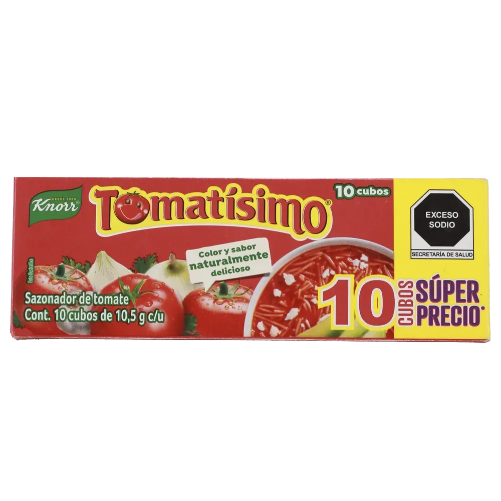 SAZONADOR DE TOMATE TOMATISIMO 10 CUBOS KNORR 105 GRAMOS