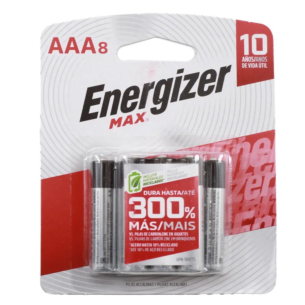 PILA AAA C/8 PZS ENERGIZER MAX 1 PIEZA