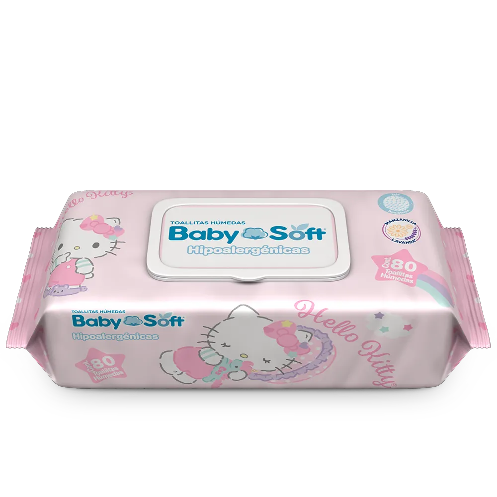 TOALLITAS HUMEDAS HELLO KITTY MORAS BABY SOFT 80 PIEZA