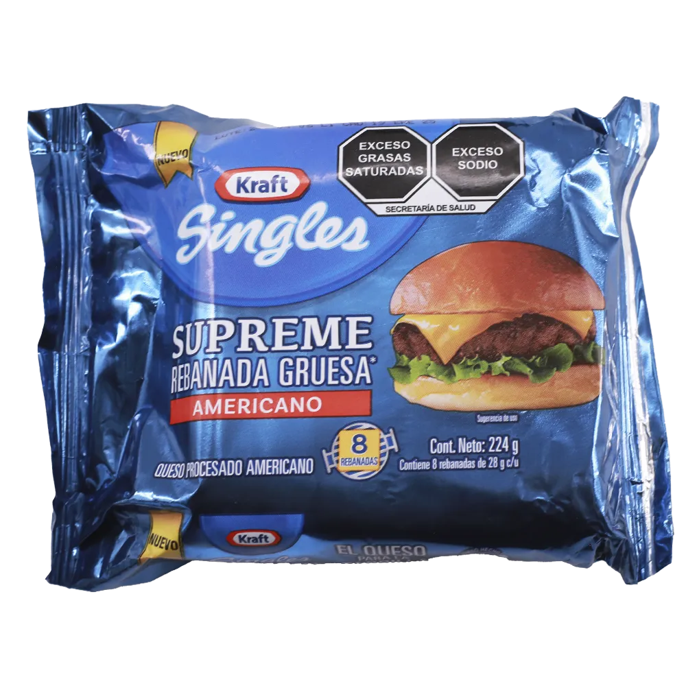 QUESO AMERICANO SINGLE SUPREME KRAFT 224 GRAMOS