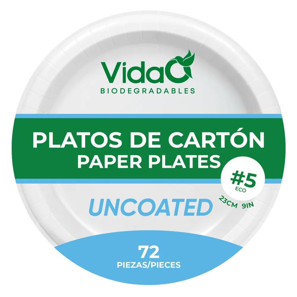 PLATO REDONDO DE CARTON 9'' BLANCO VIDAO 72 PIEZA