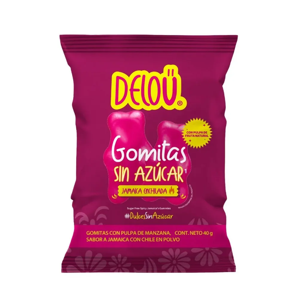 GOMITAS DE JAMAICA CON CHILE SIN AZUCAR DELOU 40 GRAMOS