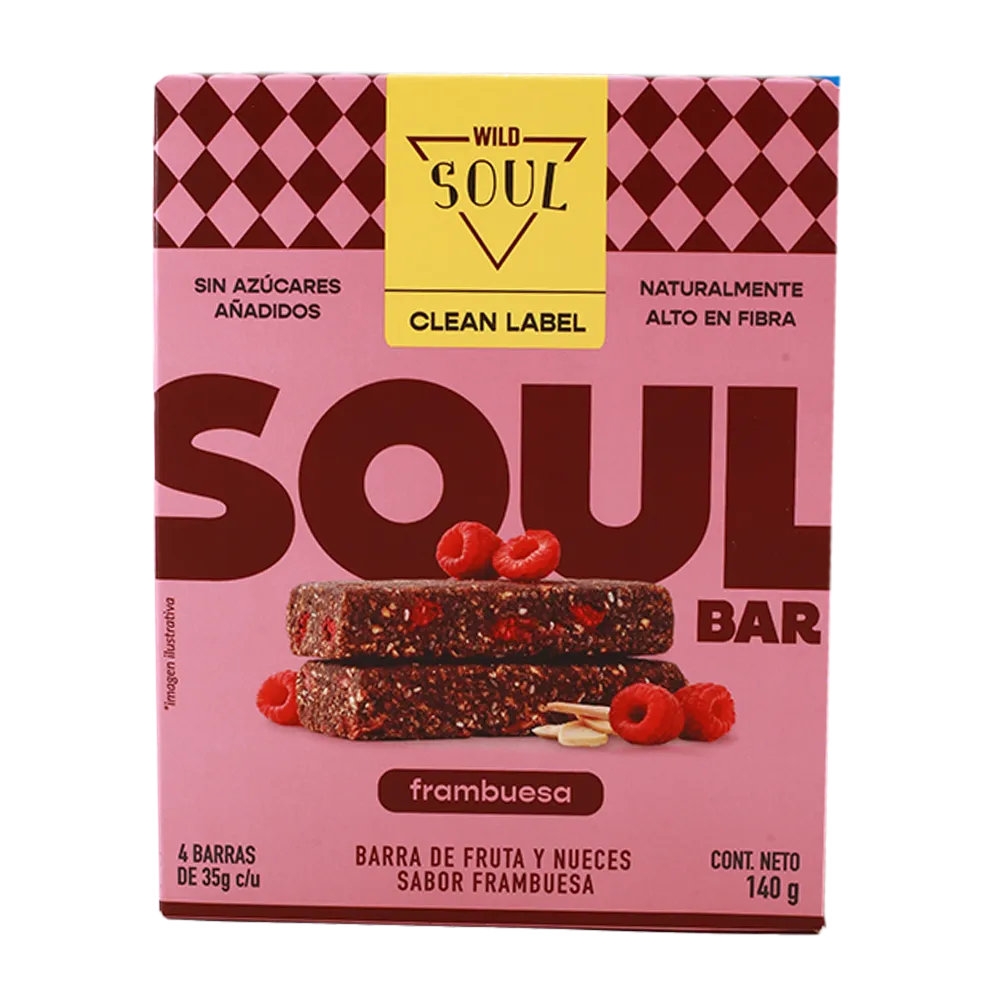 BARRA DE FRUTA Y NUECES FRAMBUESA WILD SOUL 140 GRAMOS