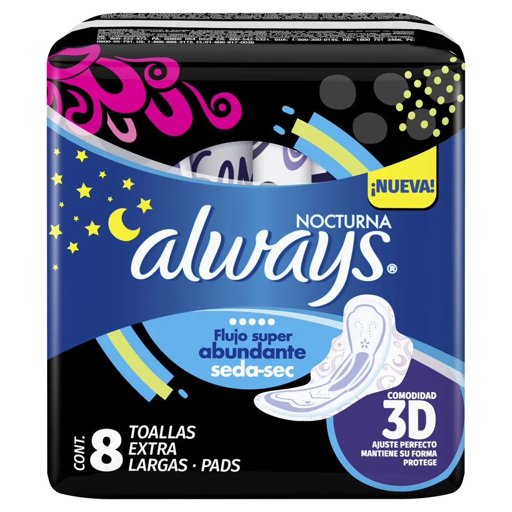 Toalla Alas Seca Nocturna Super Always 8 Pza