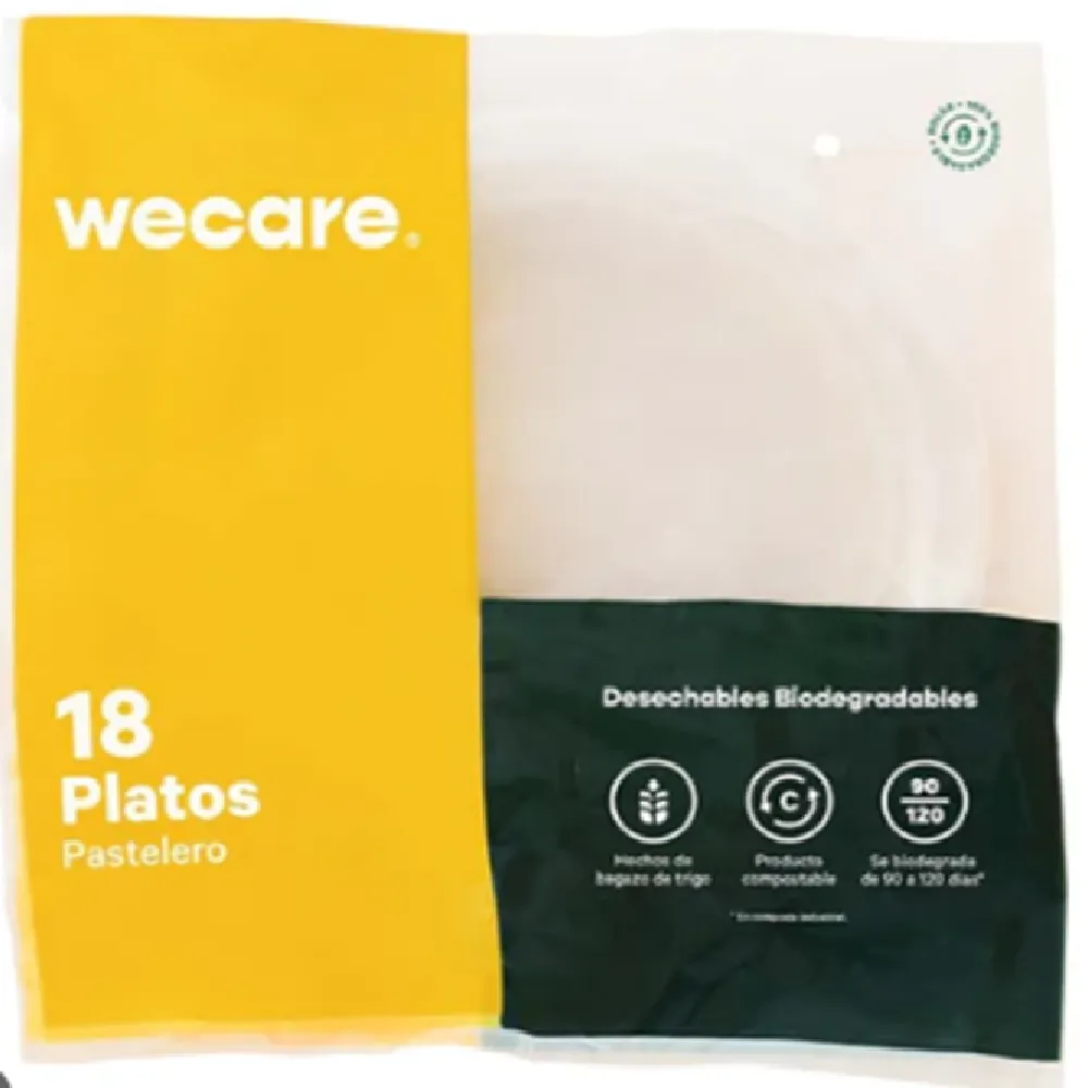 Plato Pastelero #6 Compostable Beige Wecare 18 Pza