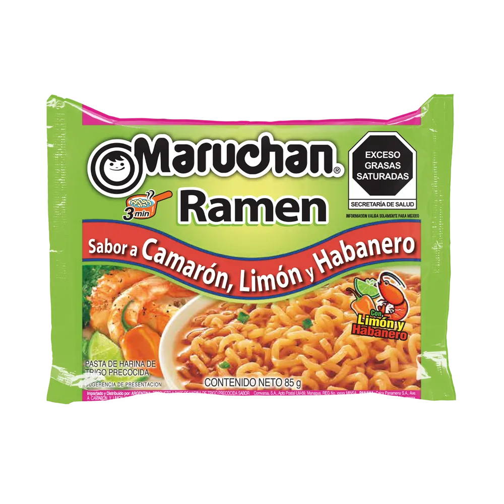 Sopa Instantanea con Camarón, Limón y Habanero Maruchan 85 g