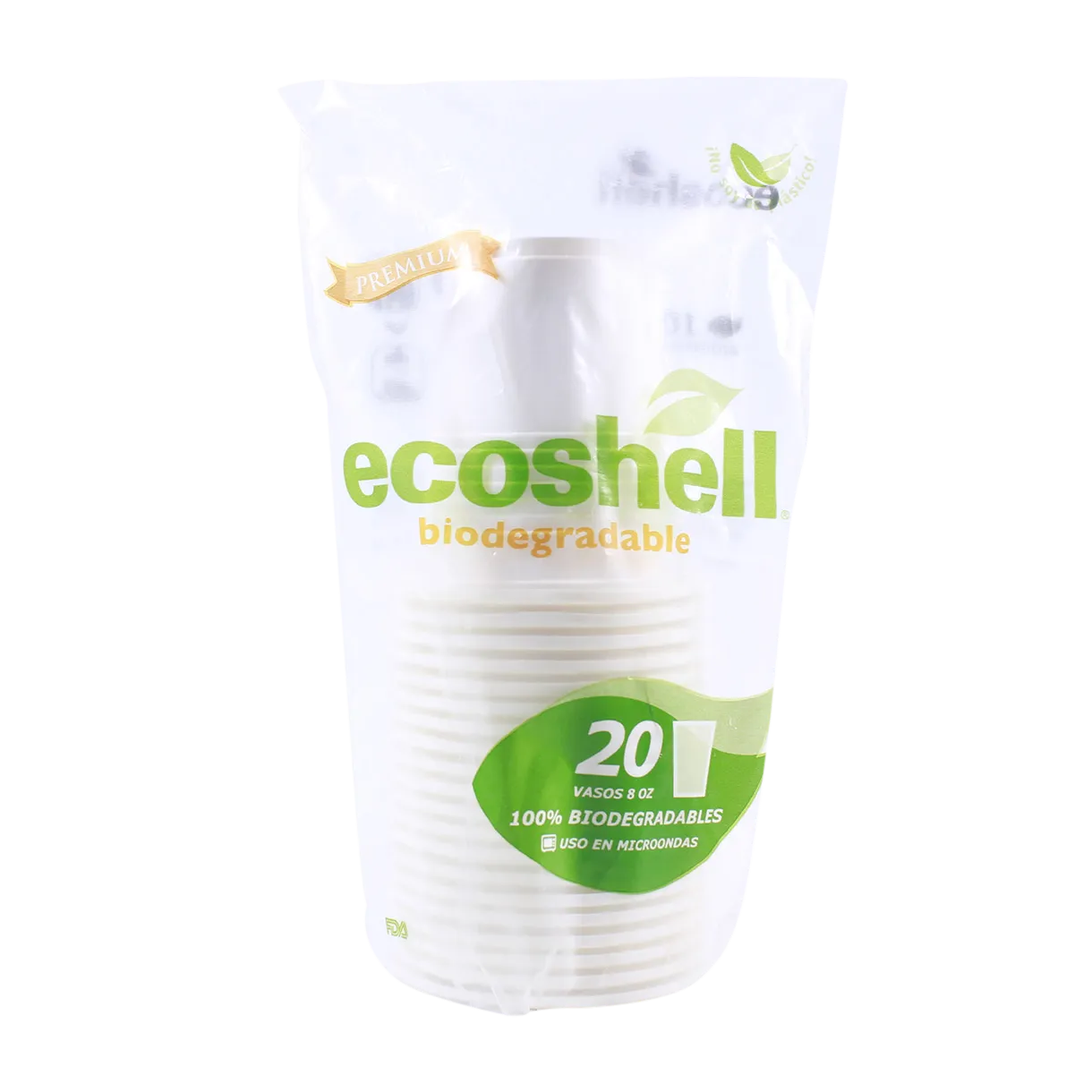 Vaso 8 Oz Biodegradable Ecoshell 20 Pza