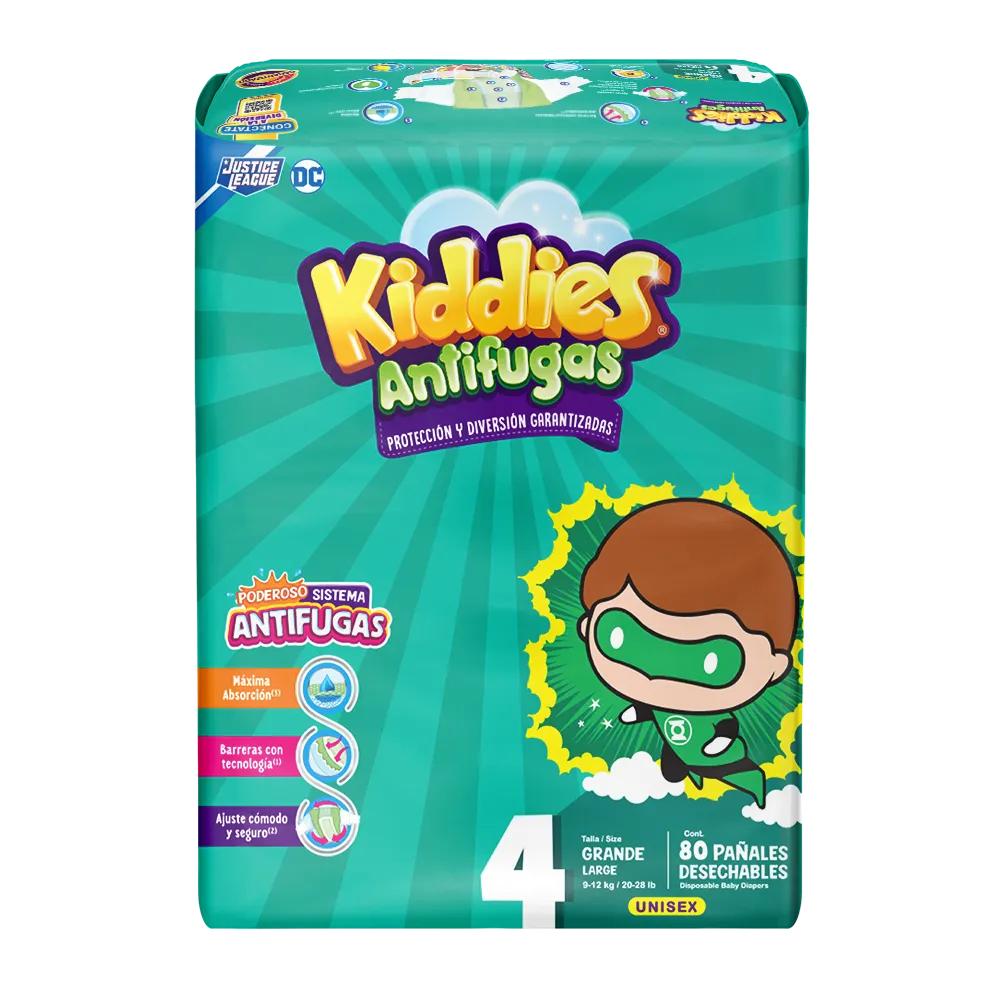 Pañal Kiddies Antifugas Talla 4 Grande   80 Pza