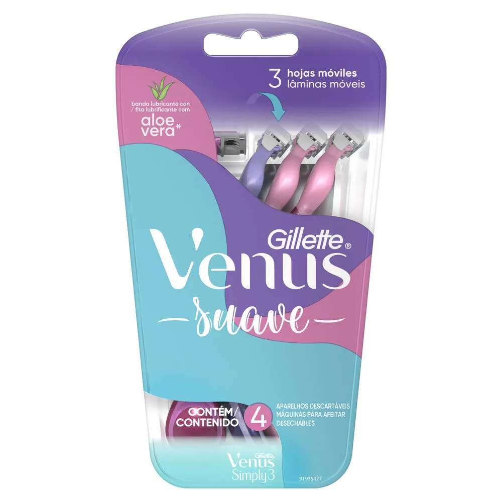 Rastrillo Desechable Simply Venus Venus Suave 4 Pza