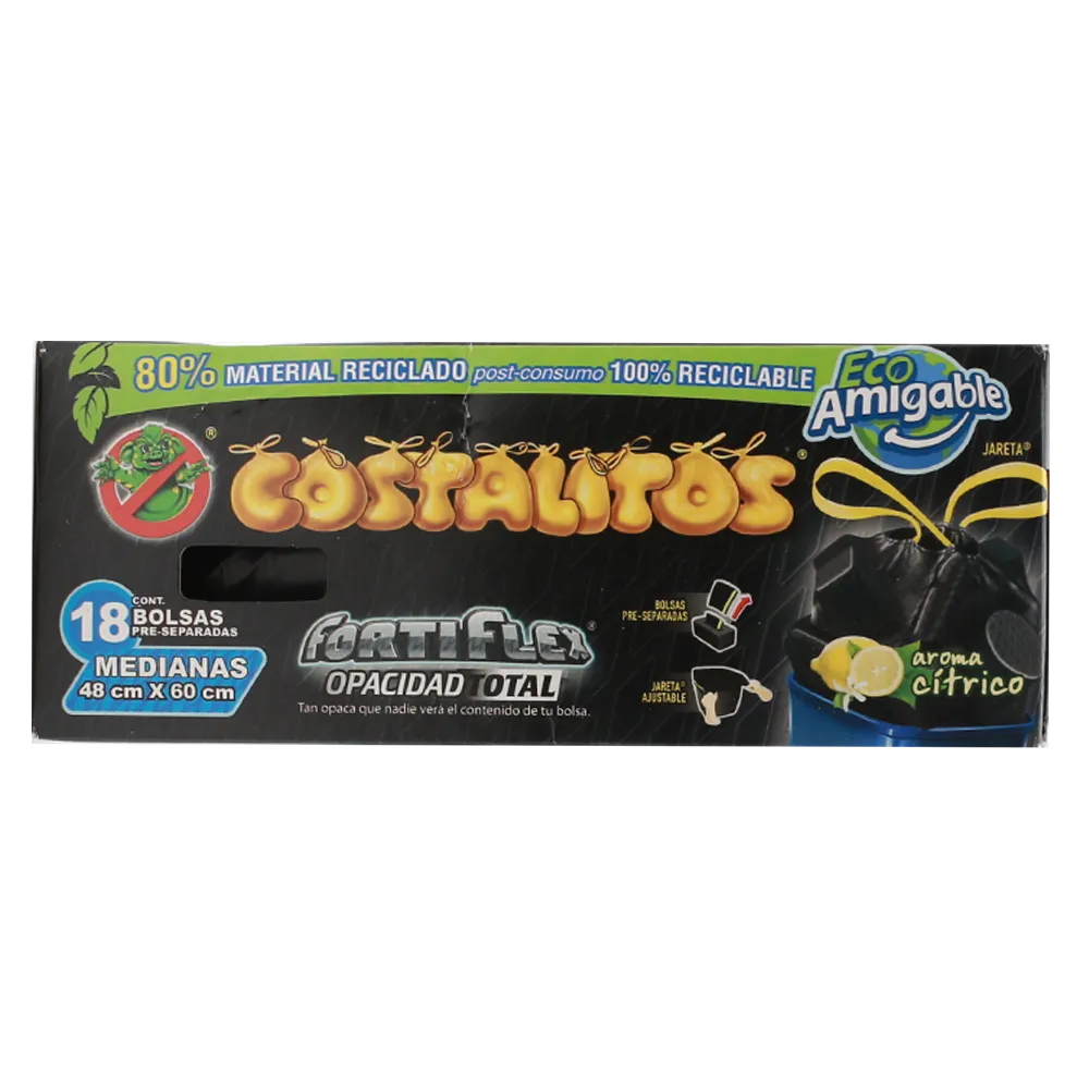 Bolsa Para Basura M 48X60 Opacidad Total Citrico Costalitos 18 Pza