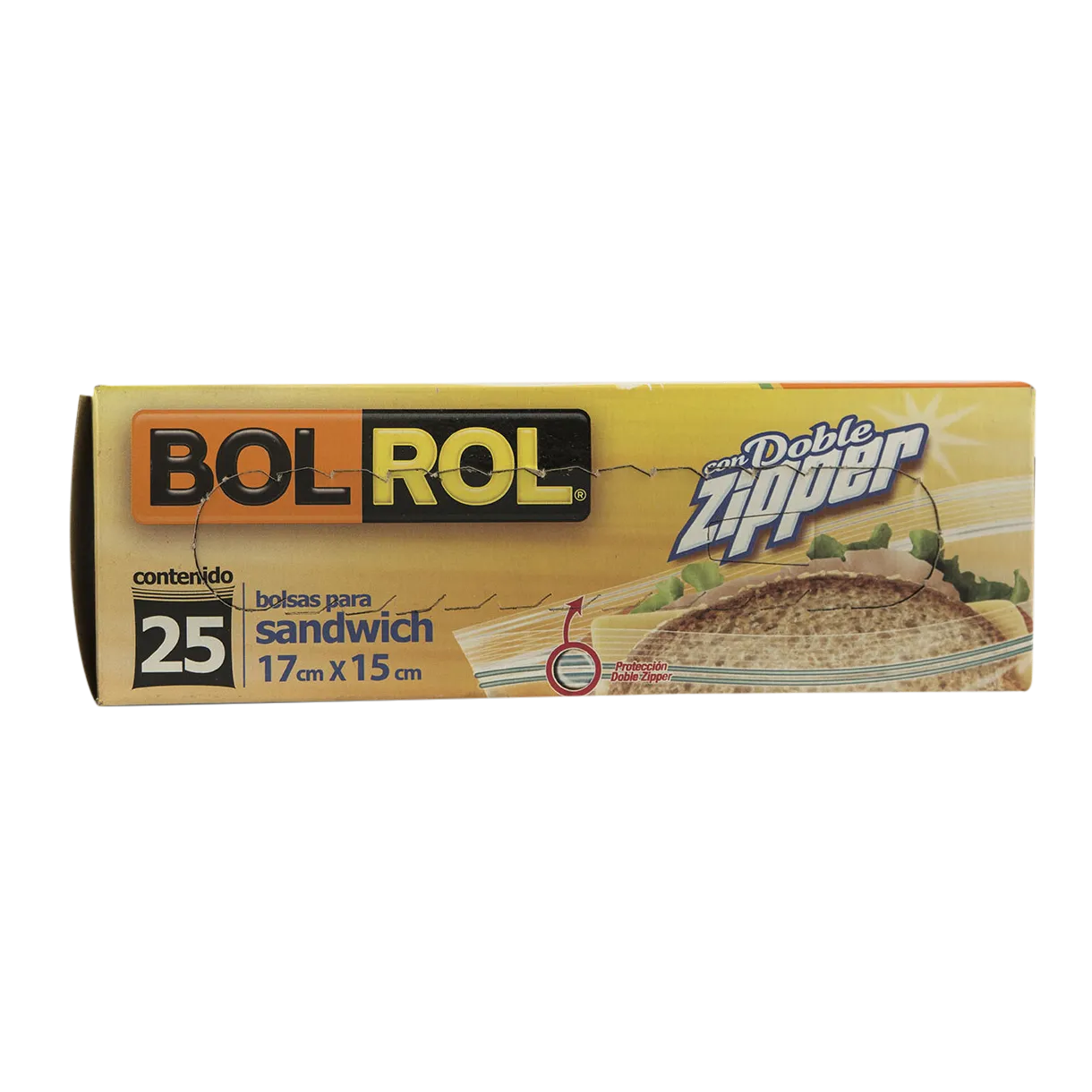 Bolsa Para Sandwich Con Doble Zipper 17X15 Bol Rol 25 Pza