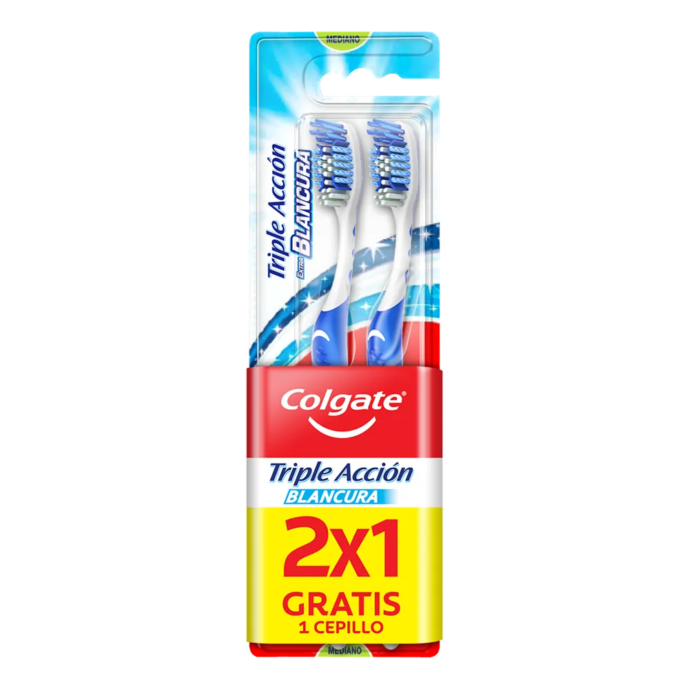 Cepillo Dental 2X1 Medio Triple Accion Extra Colgate 2 Pza