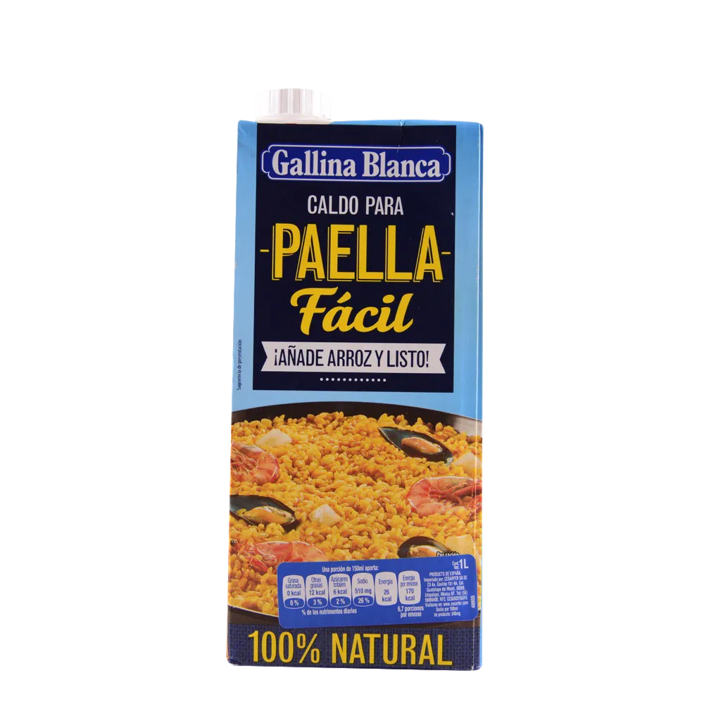 Caldo Para Preparar Paella Sin Gluten Liquido Gallina Blanca 1 Lt