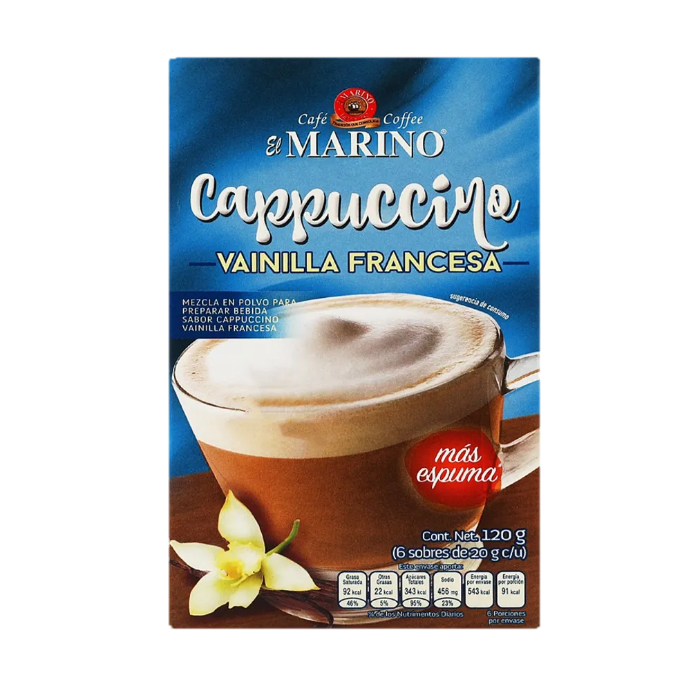 Cafe Capuccino Sobres 6X20 Vainilla Francesa El Marino 120 g