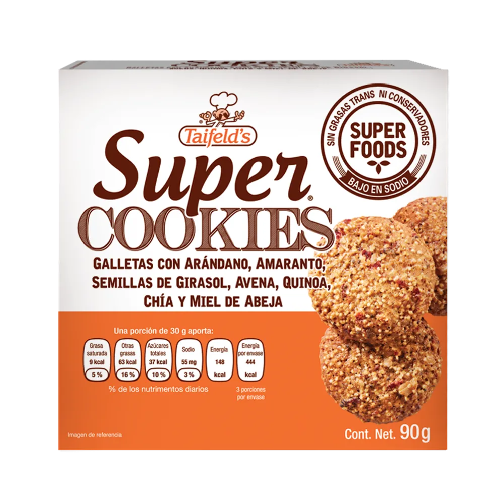 Galleta Super Cookies Quinoa Semillas Chia Taifelds 90 g