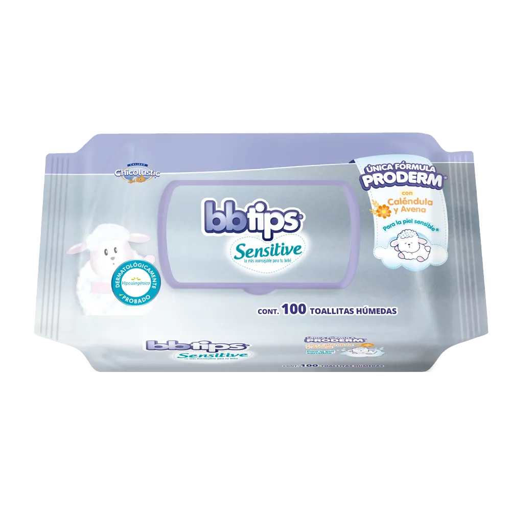 Toallitas húmedas Bbtips Sensitive paquete con   100 Pzas