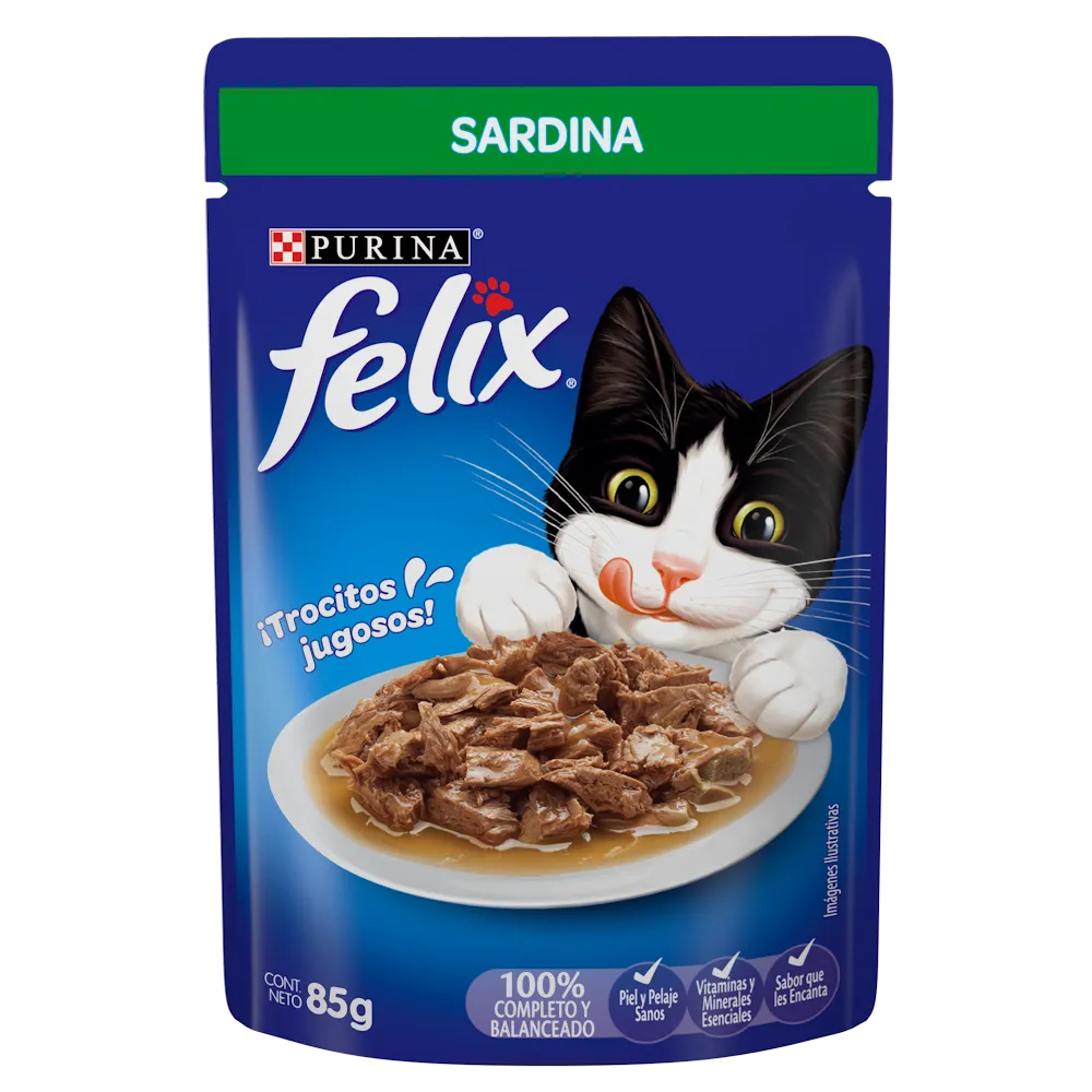 Alimento Humedo Para Gato Sardinas Salsa Felix 85 g