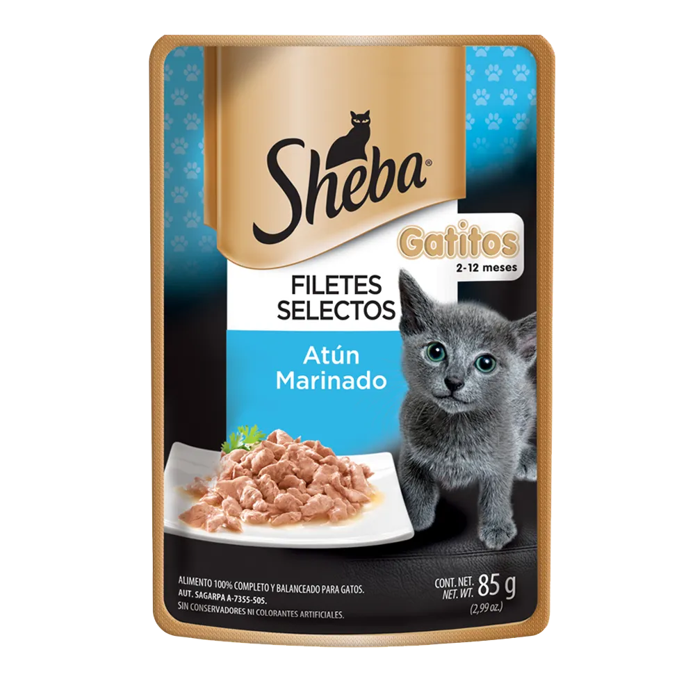 Alimento Humedo Pouch Para Gatitos Atun Marinado Sheba 85 g