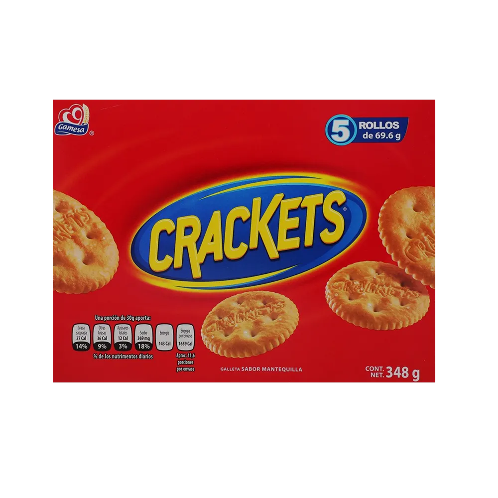 Galleta Crackets 5 Rollos Gamesa 348 g