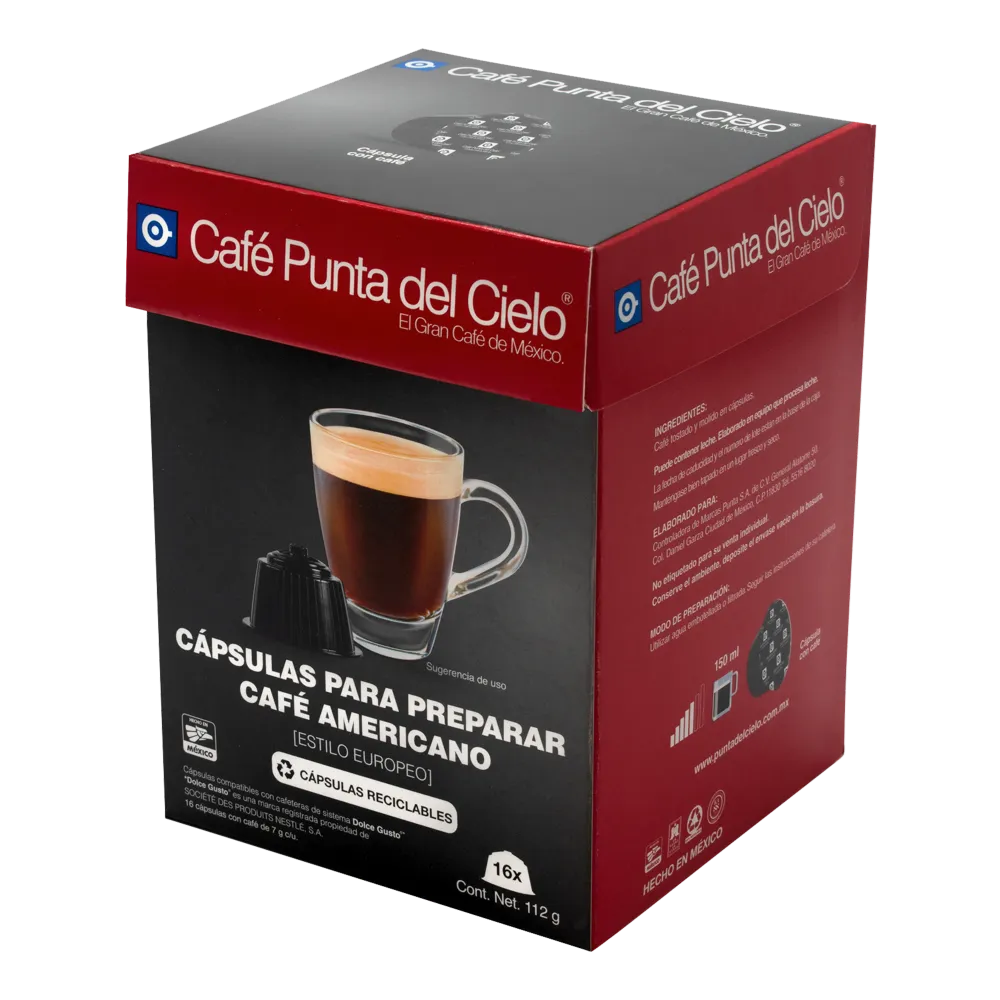 Capsulas De Cafe Caja Americano Punta Del Cielo 112 Gr