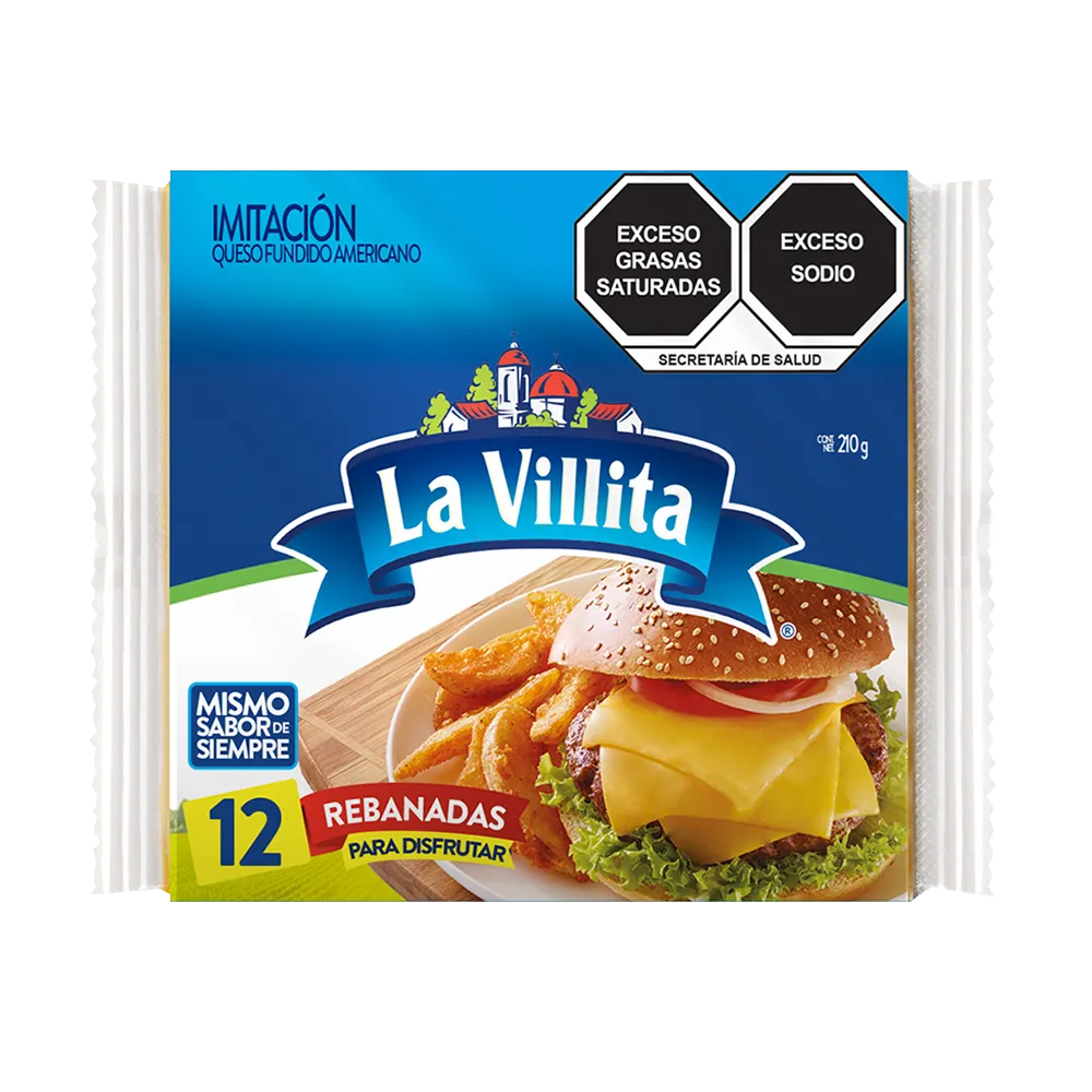 Queso Americano Rebanado 12 Rebanadas La Villita 210 g
