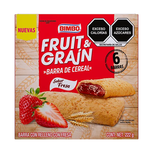 Barra De Cereal Fruit Grain Fresa Bimbo 222 g