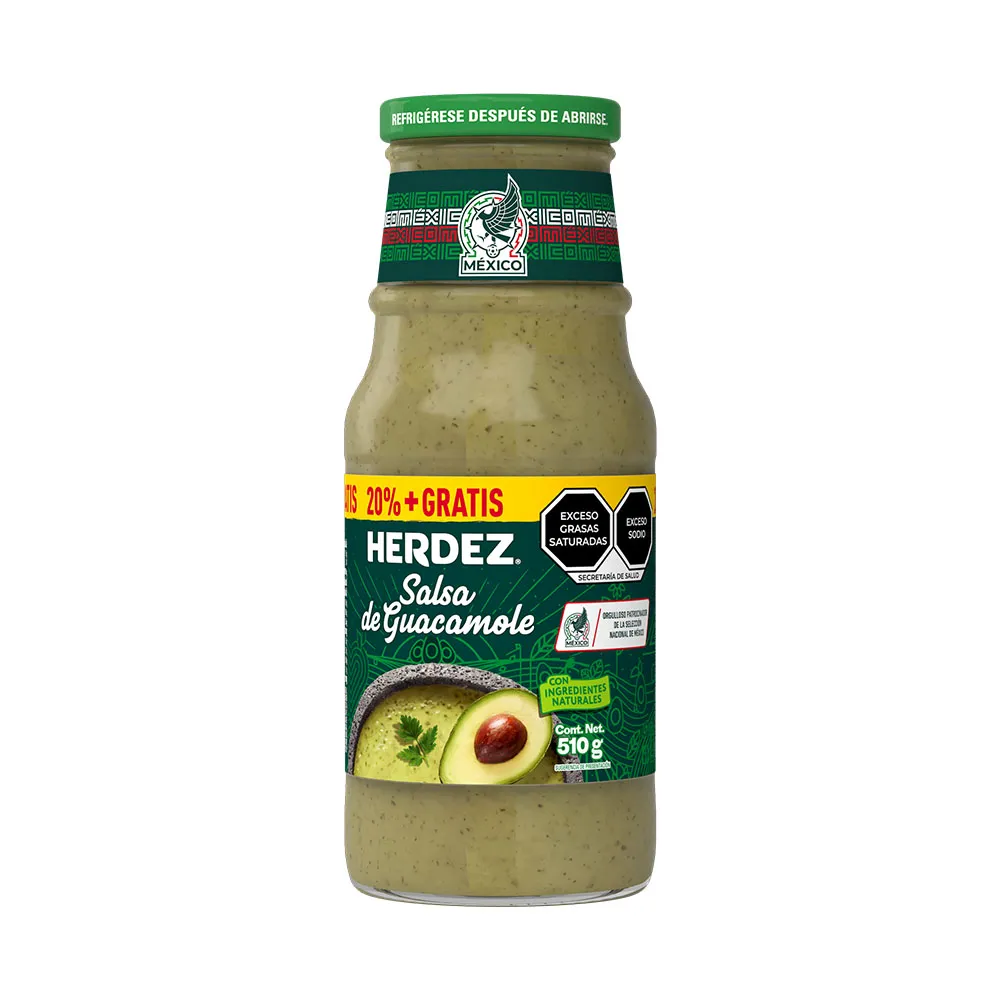 SALSA GUACAMOLE 15% MAS GUACAMOLE HERDEZ 510 GRAMOS
