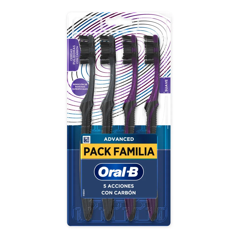 Cepillo Dental 4 Pack Con Carbon Oral B 4 Pza