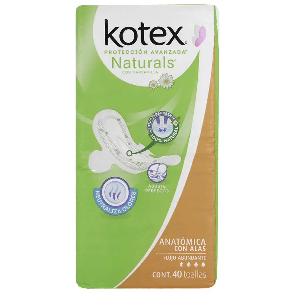Toalla con Alas Naturals Anatomica Kotex 40 Pza