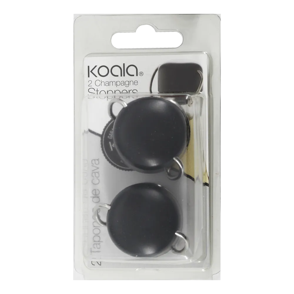 2 Tapones De Cava Negros Moderno Koala 1 Pz